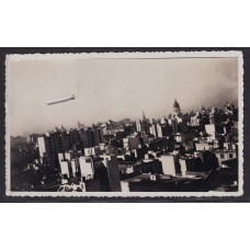 ZEPPELIN SOBRE BUENOS AIRES ANTIGUA FOTO TAMAÑO TARJETA POSTAL 1934 EN SU UNICO VIAJE AL PAIS